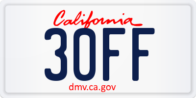 CA license plate 30FF