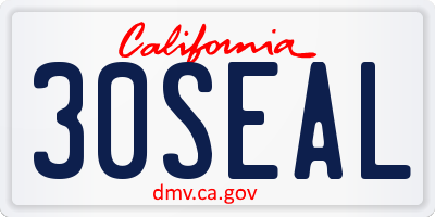 CA license plate 30SEAL