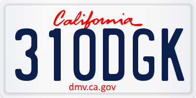 CA license plate 310DGK