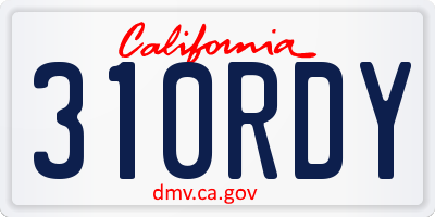 CA license plate 310RDY