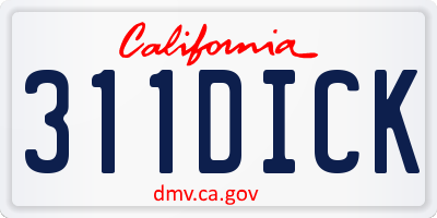 CA license plate 311DICK