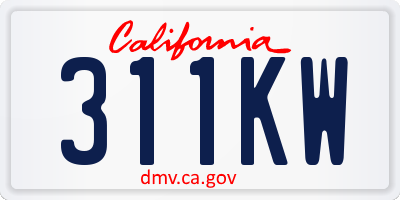 CA license plate 311KW