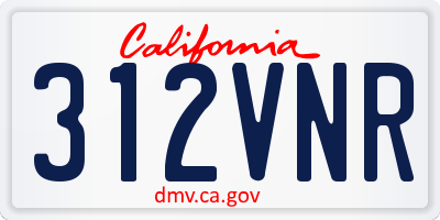 CA license plate 312VNR