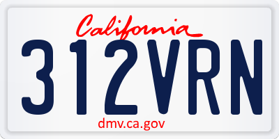 CA license plate 312VRN