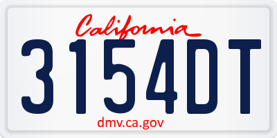 CA license plate 3154DT