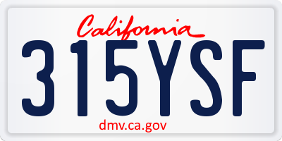 CA license plate 315YSF