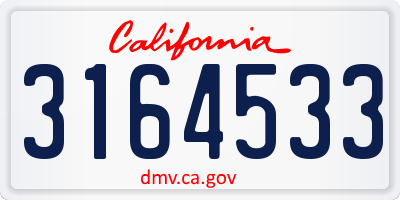 CA license plate 3164533