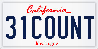 CA license plate 31COUNT