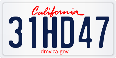 CA license plate 31HD47