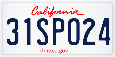 CA license plate 31SPO24