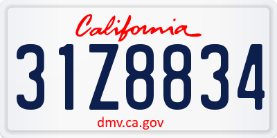 CA license plate 31Z8834