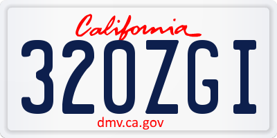 CA license plate 320ZGI