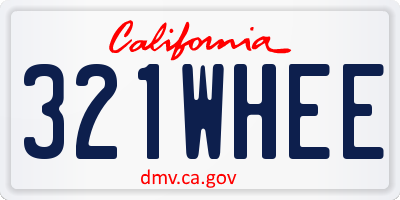 CA license plate 321WHEE