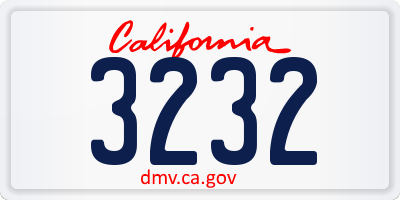 CA license plate 3232