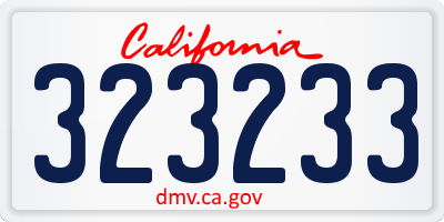 CA license plate 323233