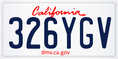 CA license plate 326YGV