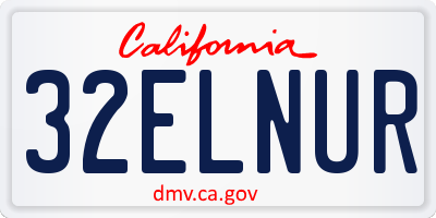 CA license plate 32ELNUR