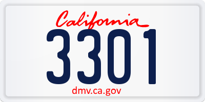 CA license plate 3301