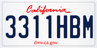 CA license plate 3311HBM