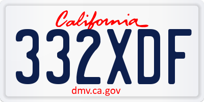 CA license plate 332XDF