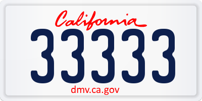 CA license plate 33333