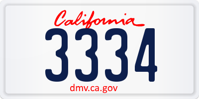 CA license plate 3334