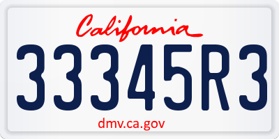 CA license plate 33345R3