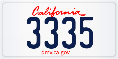 CA license plate 3335