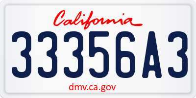 CA license plate 33356A3