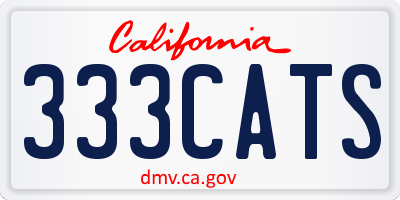 CA license plate 333CATS