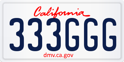 CA license plate 333GGG