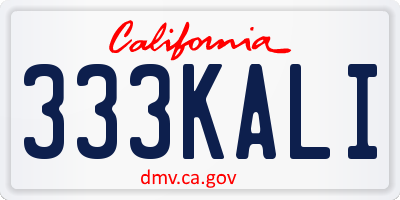 CA license plate 333KALI