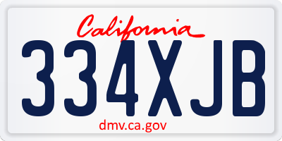 CA license plate 334XJB