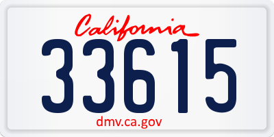 CA license plate 33615