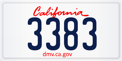 CA license plate 3383