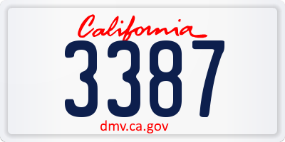 CA license plate 3387