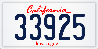 CA license plate 33925