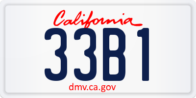 CA license plate 33B1