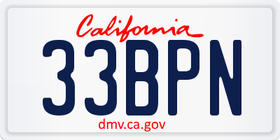 CA license plate 33BPN