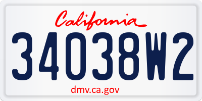 CA license plate 34038W2