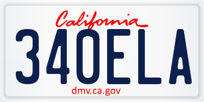 CA license plate 340ELA