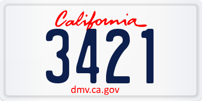 CA license plate 3421