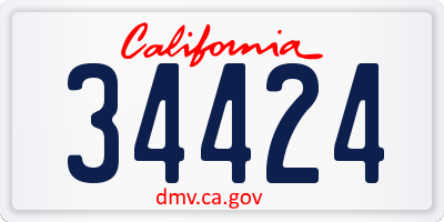 CA license plate 34424