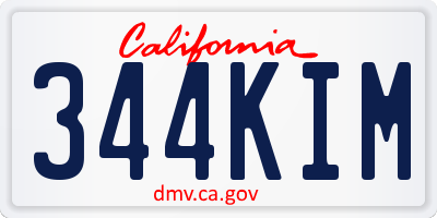 CA license plate 344KIM