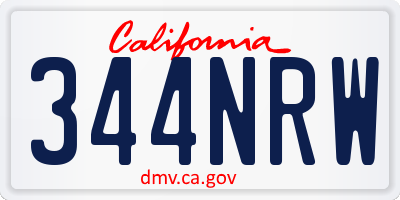 CA license plate 344NRW