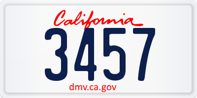 CA license plate 3457