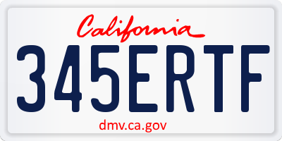 CA license plate 345ERTF