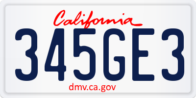 CA license plate 345GE3