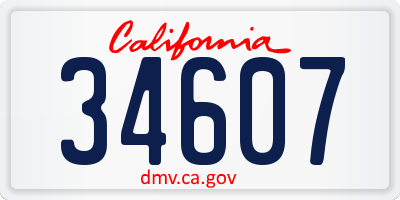 CA license plate 34607