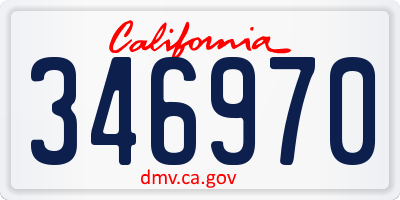 CA license plate 346970